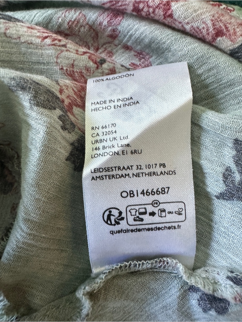 Anthropologie Pilcro The Sidney Batwing Blouse Green Floral Cotton Gauze SP - Picture 5 of 5